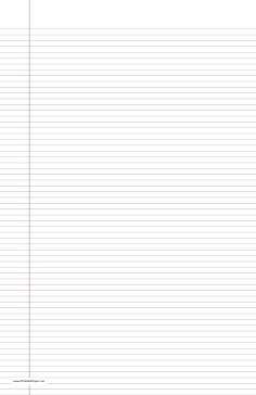 Lined Paper narrow-ruled on ledger-sized paper in portrait orientation Paper