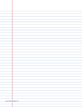 Lined Paper college-ruled on letter-sized paper in portrait orientation (blue lines) Paper