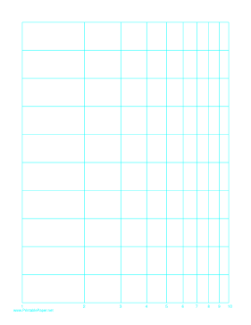 Semi-log paper with logarithmic horizontal axis (one decade) and linear vertical axis on letter-sized paper Paper