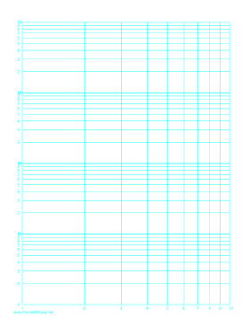 Log-log paper with logarithmic horizontal axis (one decade) and logarithmic vertical axis (four decades) on letter-sized paper Paper