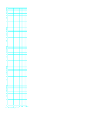 Log-log paper with logarithmic horizontal axis (one decade) and logarithmic vertical axis (five decades) with equal scales on letter-sized paper Paper