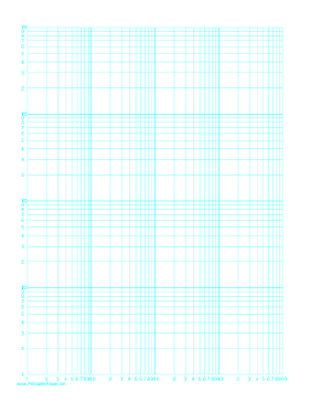 Log-log paper with logarithmic horizontal axis (four decades) and logarithmic vertical axis (four decades) on letter-sized paper Paper