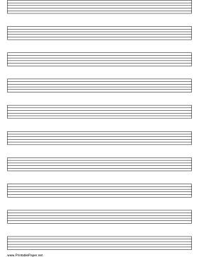 Tablature Paper (6-line) on letter-sized paper Paper