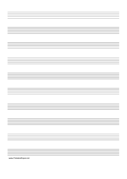 Music Paper with ten staves on A4-sized paper in portrait orientation Paper