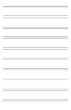 Music Paper with ten staves on ledger-sized paper in portrait orientation Paper