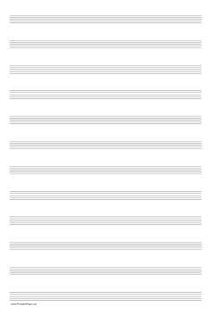 Music Paper with twelve staves on ledger-sized paper in portrait orientation Paper