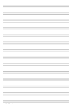 Music Paper with fourteen staves on ledger-sized paper in portrait orientation Paper