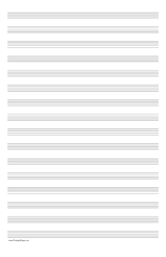 Music Paper with sixteen staves on ledger-sized paper in portrait orientation Paper