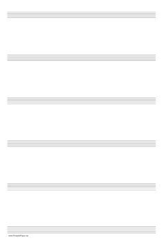 Music Paper with six staves on ledger-sized paper in portrait orientation Paper