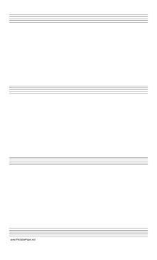 Music Paper with four staves on legal-sized paper in portrait orientation Paper