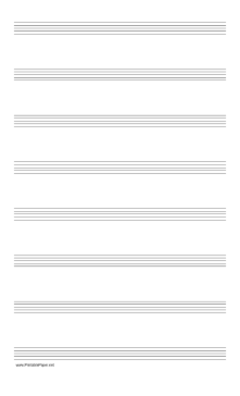 Music Paper with eight staves on legal-sized paper in portrait orientation Paper