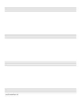 Music Paper with four staves on letter-sized paper in portrait orientation Paper