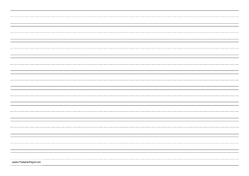 Penmanship Paper with ten lines per page on A4-sized paper in landscape orientation Paper