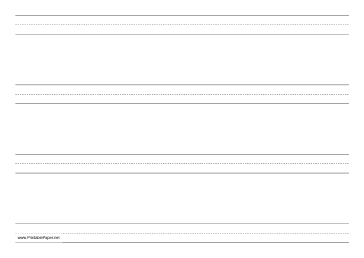 Penmanship Paper with four lines per page on A4-sized paper in landscape orientation Paper