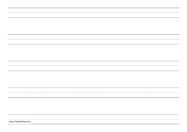 Penmanship Paper with five lines per page on A4-sized paper in landscape orientation Paper