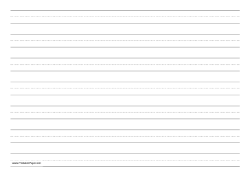 Penmanship Paper with seven lines per page on A4-sized paper in landscape orientation Paper