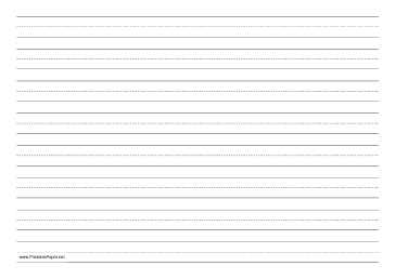 Penmanship Paper with eight lines per page on A4-sized paper in landscape orientation Paper