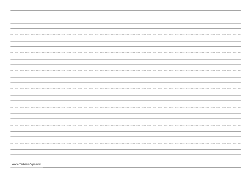 Penmanship Paper with nine lines per page on A4-sized paper in landscape orientation Paper