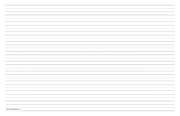 Penmanship Paper with eleven lines per page on ledger-sized paper in landscape orientation Paper