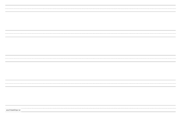 Penmanship Paper with five lines per page on ledger-sized paper in landscape orientation Paper