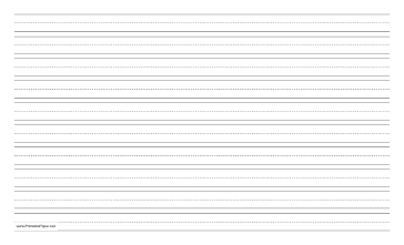 Penmanship Paper with ten lines per page on legal-sized paper in landscape orientation Paper