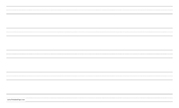 Penmanship Paper with five lines per page on legal-sized paper in landscape orientation Paper