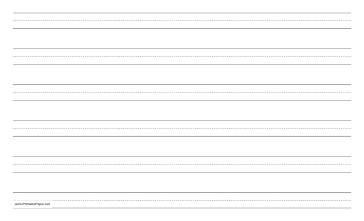 Penmanship Paper with six lines per page on legal-sized paper in landscape orientation Paper