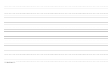 Penmanship Paper with nine lines per page on legal-sized paper in landscape orientation Paper