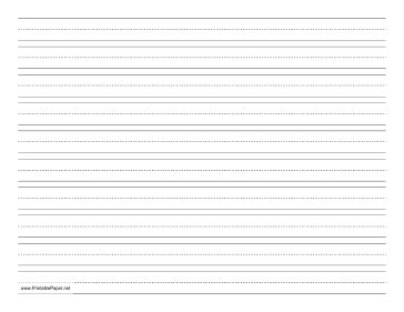 Penmanship Paper with ten lines per page on letter-sized paper in landscape orientation Paper
