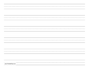 Penmanship Paper with six lines per page on letter-sized paper in landscape orientation Paper