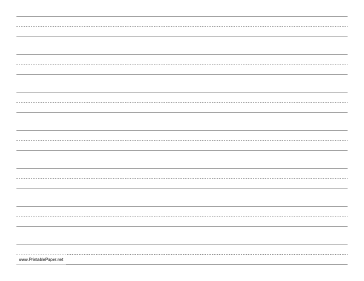 Penmanship Paper with seven lines per page on letter-sized paper in landscape orientation Paper