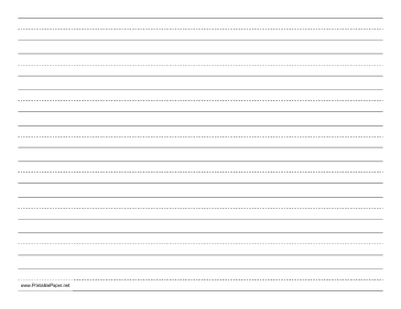 Penmanship Paper with eight lines per page on letter-sized paper in landscape orientation Paper