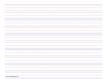 Penmanship Paper - 10 Colored Lines - Landscape Paper