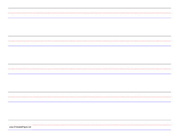 Penmanship Paper - 5 Colored Lines - Landscape Paper