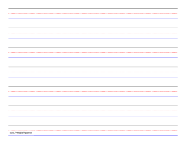 Penmanship Paper - 7 Colored Lines - Landscape Paper