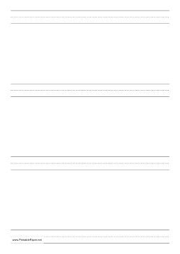 Penmanship Paper with four lines per page on A4-sized paper in portrait orientation Paper