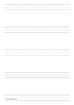 Penmanship Paper with five lines per page on A4-sized paper in portrait orientation Paper