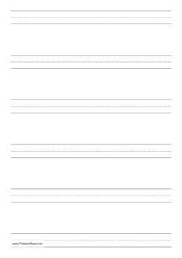Penmanship Paper with six lines per page on A4-sized paper in portrait orientation Paper