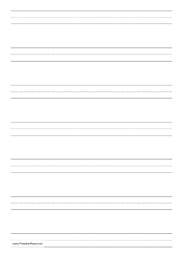 Penmanship Paper with seven lines per page on A4-sized paper in portrait orientation Paper