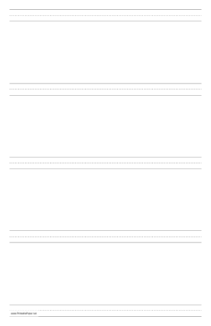 Penmanship Paper with five lines per page on ledger-sized paper in portrait orientation Paper