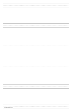 Penmanship Paper with six lines per page on ledger-sized paper in portrait orientation Paper