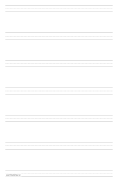 Penmanship Paper with seven lines per page on ledger-sized paper in portrait orientation Paper