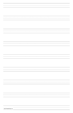 Penmanship Paper with nine lines per page on ledger-sized paper in portrait orientation Paper