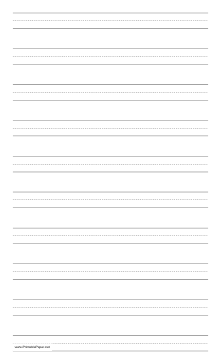 Penmanship Paper with ten lines per page on legal-sized paper in portrait orientation Paper