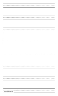 Penmanship Paper with eight lines per page on legal-sized paper in portrait orientation Paper
