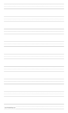 Penmanship Paper with nine lines per page on legal-sized paper in portrait orientation Paper