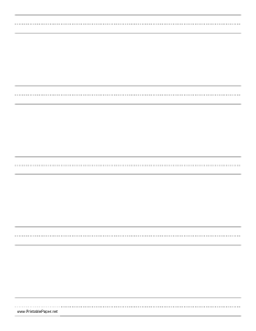 Penmanship Paper with five lines per page on letter-sized paper in portrait orientation Paper
