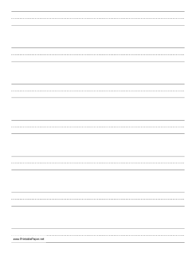 Penmanship Paper with seven lines per page on letter-sized paper in portrait orientation Paper