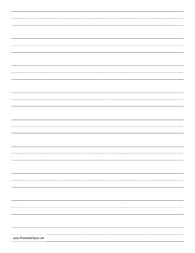 Penmanship Paper with nine lines per page on letter-sized paper in portrait orientation Paper