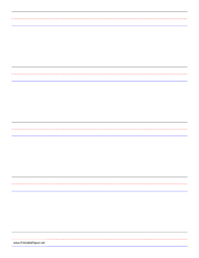 Penmanship Paper - 5 Colored Lines - Portrait Paper